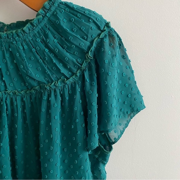 J. Crew Teal Gathered Bib Top in Swiss Dot size Small - Picture 7 of 13